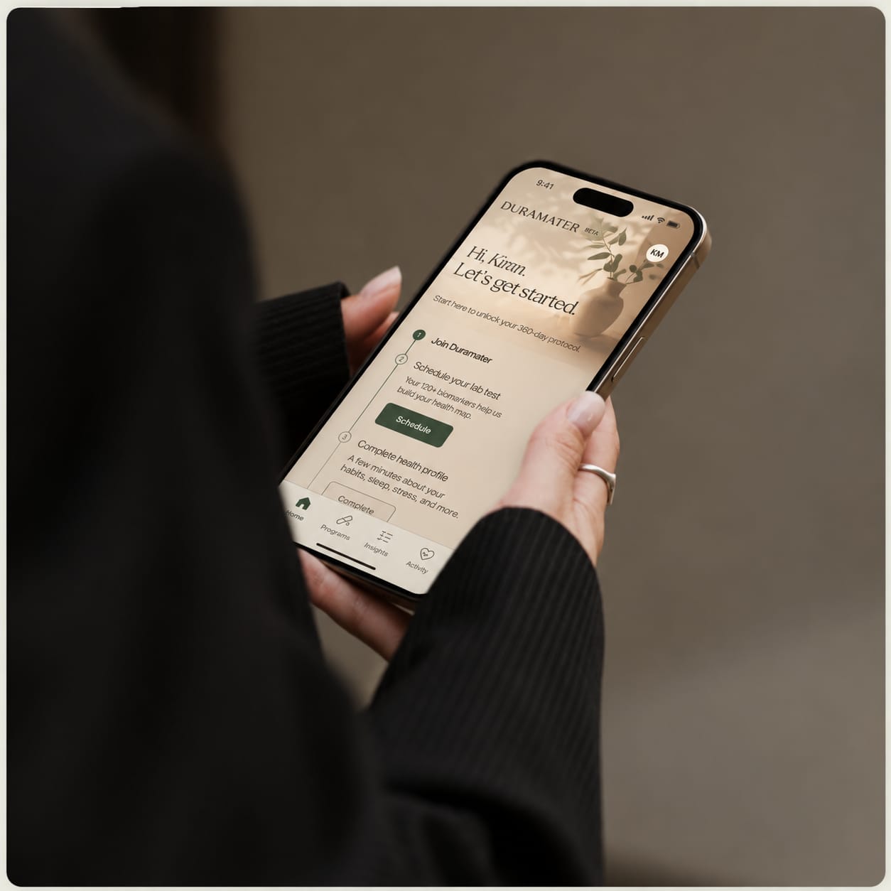 DuraMater mobile app onboarding screen
